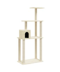 Albero per Gatti con Tiragraffi in Sisal Crema 147 cm