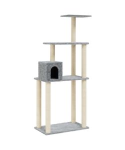 Albero per Gatti con Tiragraffi in Sisal Grigio Chiaro 147 cm