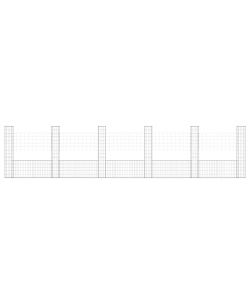 Cesto Gabbione a U con 6 Pali in Ferro 620x20x150 cm