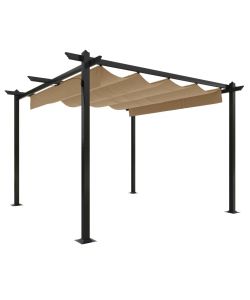 Pergola da Giardino con Tetto Retrattile 3x3 m Tortora