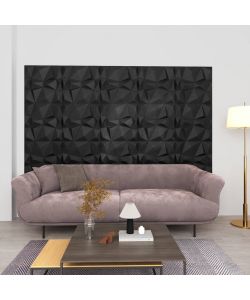 Pannelli Murali 3D 24 pz 50x50 cm Neri a Diamante 6 mq