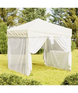 Tenda per Feste Pieghevole con Pareti Laterali Crema 2x2 m