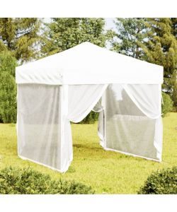 Tenda per Feste Pieghevole con Pareti Laterali Bianco 2x2 m