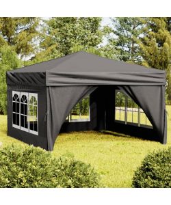 Tenda per Feste Pieghevole con Pareti Laterali Antracite 3x3 m