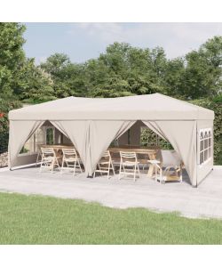 Tenda per Feste Pieghevole con Pareti Laterali Crema 3x6 m