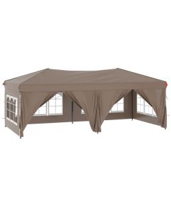 Tenda per Feste Pieghevole con Pareti Laterali Tortora 3x6 m