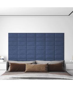 Pannelli Murali 12 pz Blu 30x15 cm Tessuto 0,54 mq