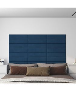 Pannelli Murali 12 pz Blu 60x15 cm Velluto 1,08 mq