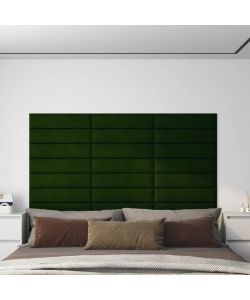Pannelli Murali 12 pz Verde Scuro 60x15 cm Velluto 1,08 mq 343837