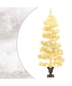 Albero di Natale a Spirale con Vaso e LED Bianco 120 cm PVC