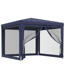 Tenda per Feste con 4 Pareti Laterali in Rete Blu 3x3 m HDPE