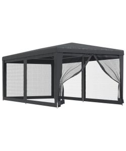 Tenda per Feste 6 Pareti Laterali in Rete Antracite 3x6 m HDPE