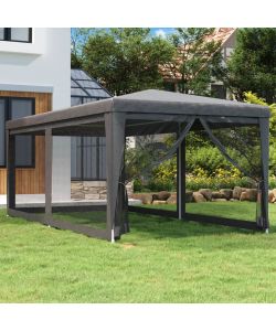 Tenda per Feste 6 Pareti Laterali in Rete Antracite 3x6 m HDPE