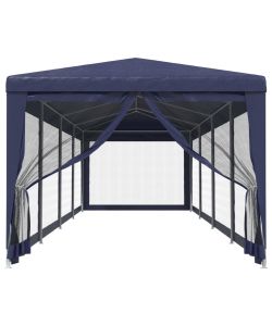 Tenda per Feste con 10 Pareti Laterali in Rete Blu 3x12 m HDPE