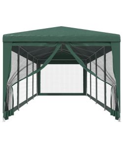 Tenda per Feste con 10 Pareti Laterali in Rete Verde 3x12m HDPE