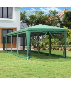 Tenda per Feste con 10 Pareti Laterali in Rete Verde 3x12m HDPE