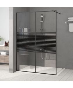 Parete Doccia Walk in Nero 140x195 cm Vetro Trasparente ESG