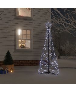 Albero di Natale a Cono Bianco Freddo 200 LED 70x180 cm