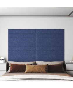 Pannelli Murali 12 pz Blu 90x15 cm Tessuto 1,62 mq