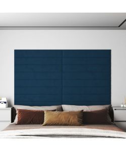 Pannelli Murali 12 pz Blu 90x15 cm Velluto 1,62 mq