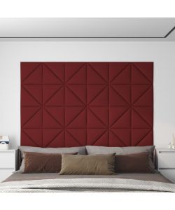 Pannelli Murali 12 pz Rosso Vino 30x30 cm Tessuto 0,54 mq