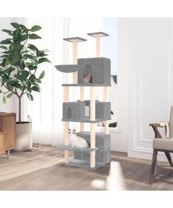 Albero per Gatti con Tiragraffi in Sisal Grigio Chiaro 180 cm