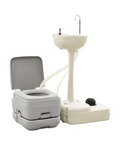 Set Toilette Portatile Campeggio Supporto Lavamani Tanica Acqua