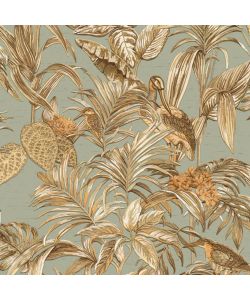 DUTCH WALLCOVERINGS Carta da Parati Bird-of-Paradise Verde Acqua