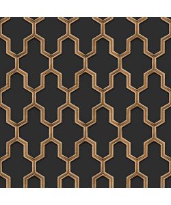 DUTCH WALLCOVERINGS Carta da Parati Geometric Nero e Oro